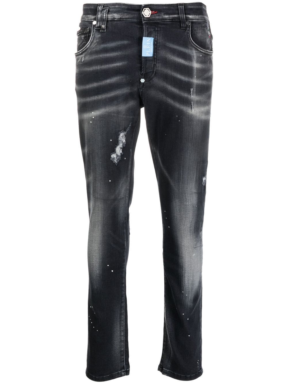 Hexagon low-rise skinny jeans - Black