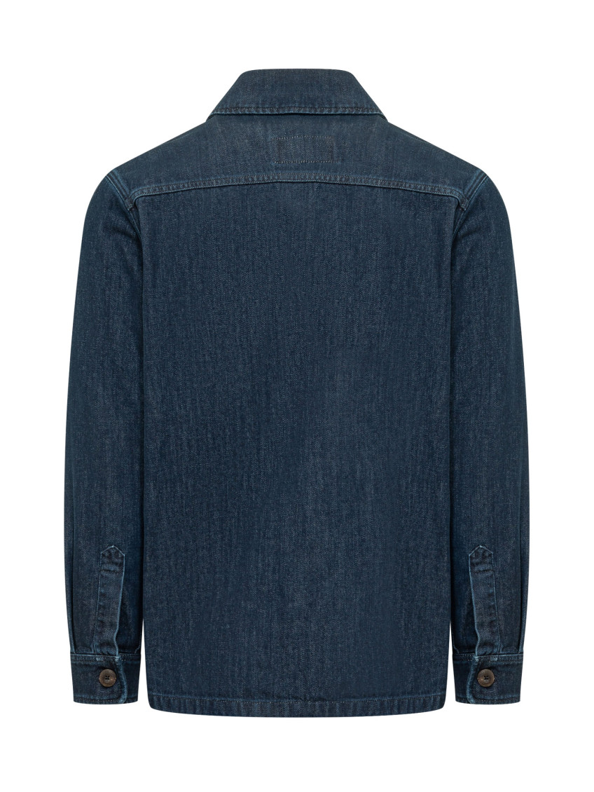 Blue Solid Shirt Collar Jacket
