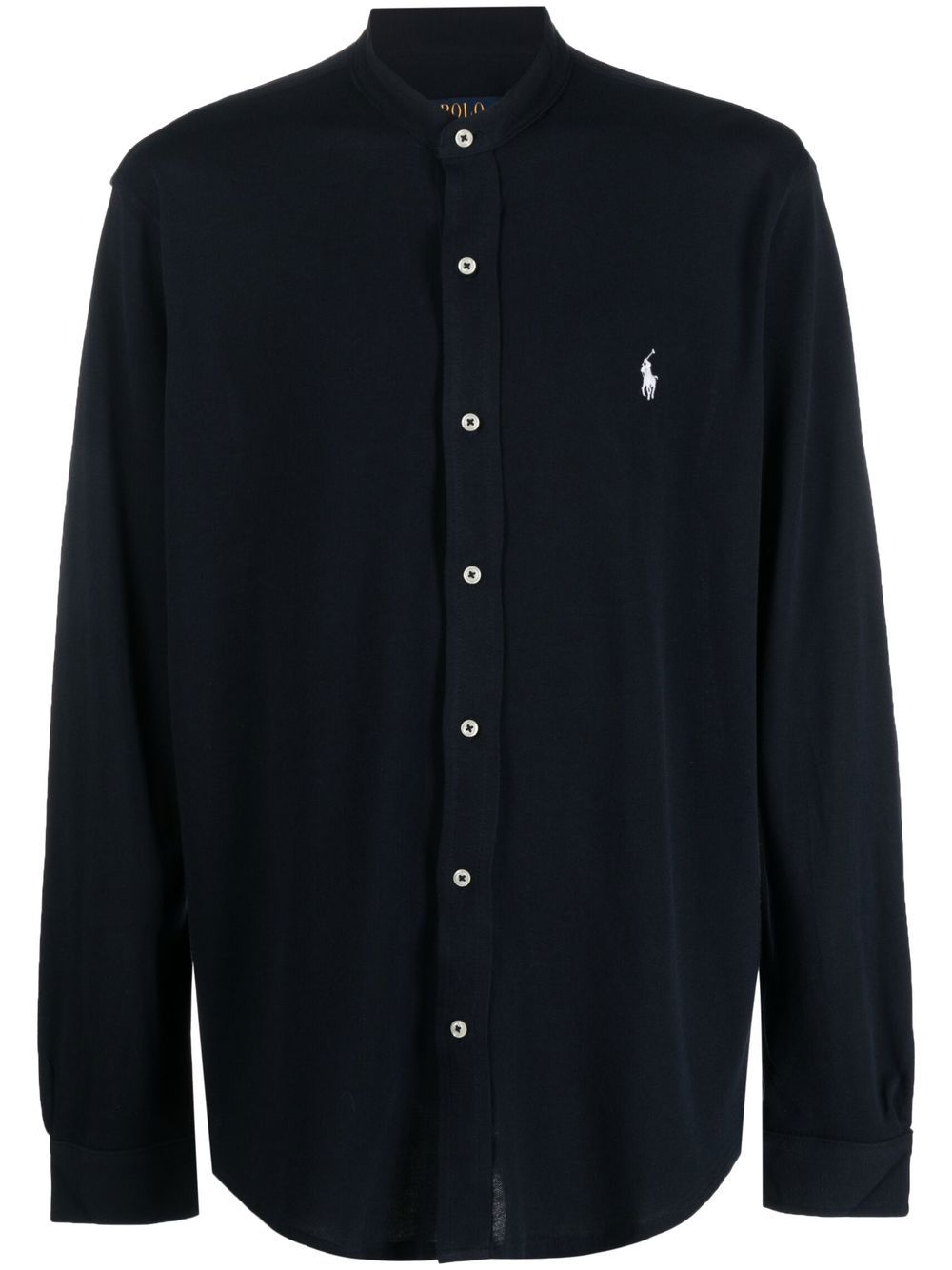 Logo-embroidered cotton shirt - Blue
