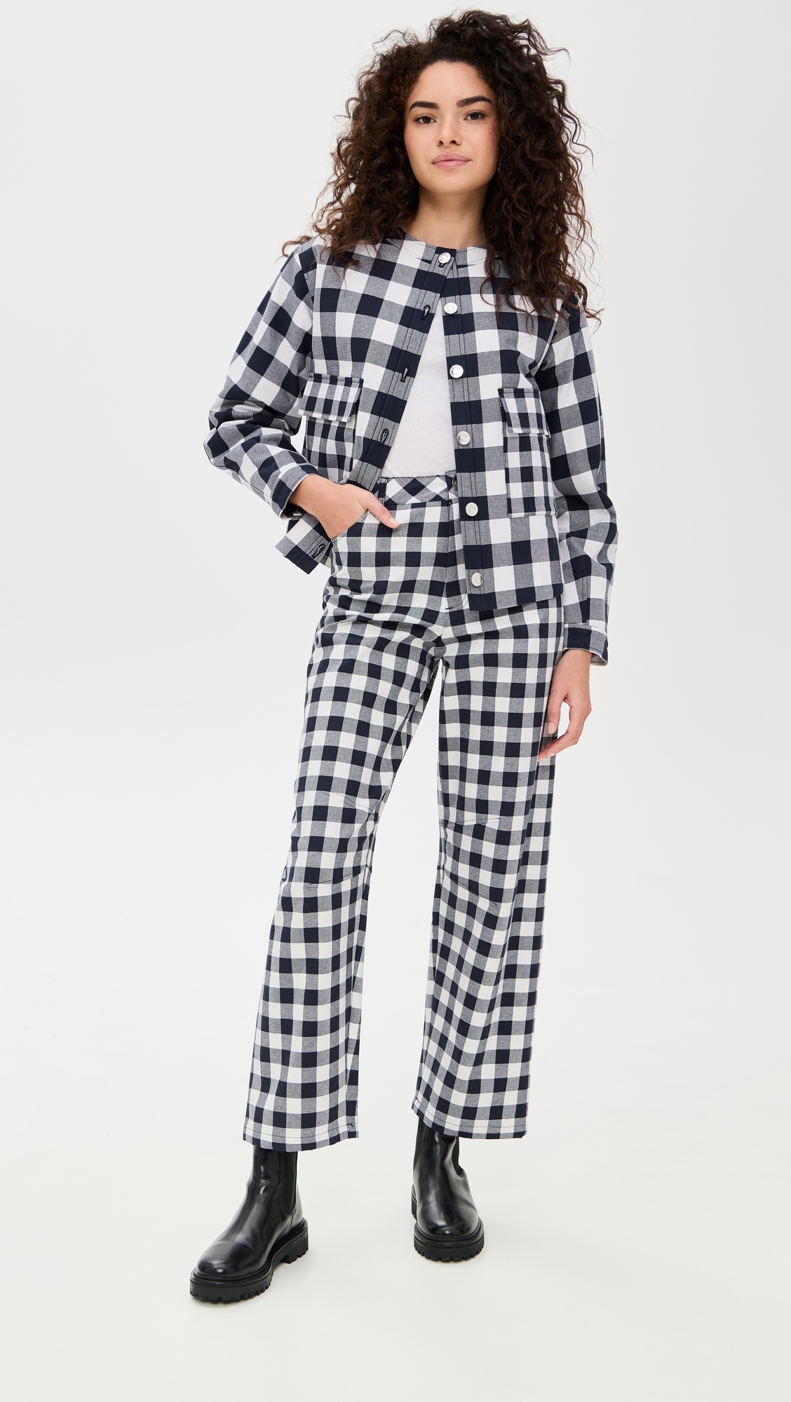 Nathan Padded Moto Jacket Gingham