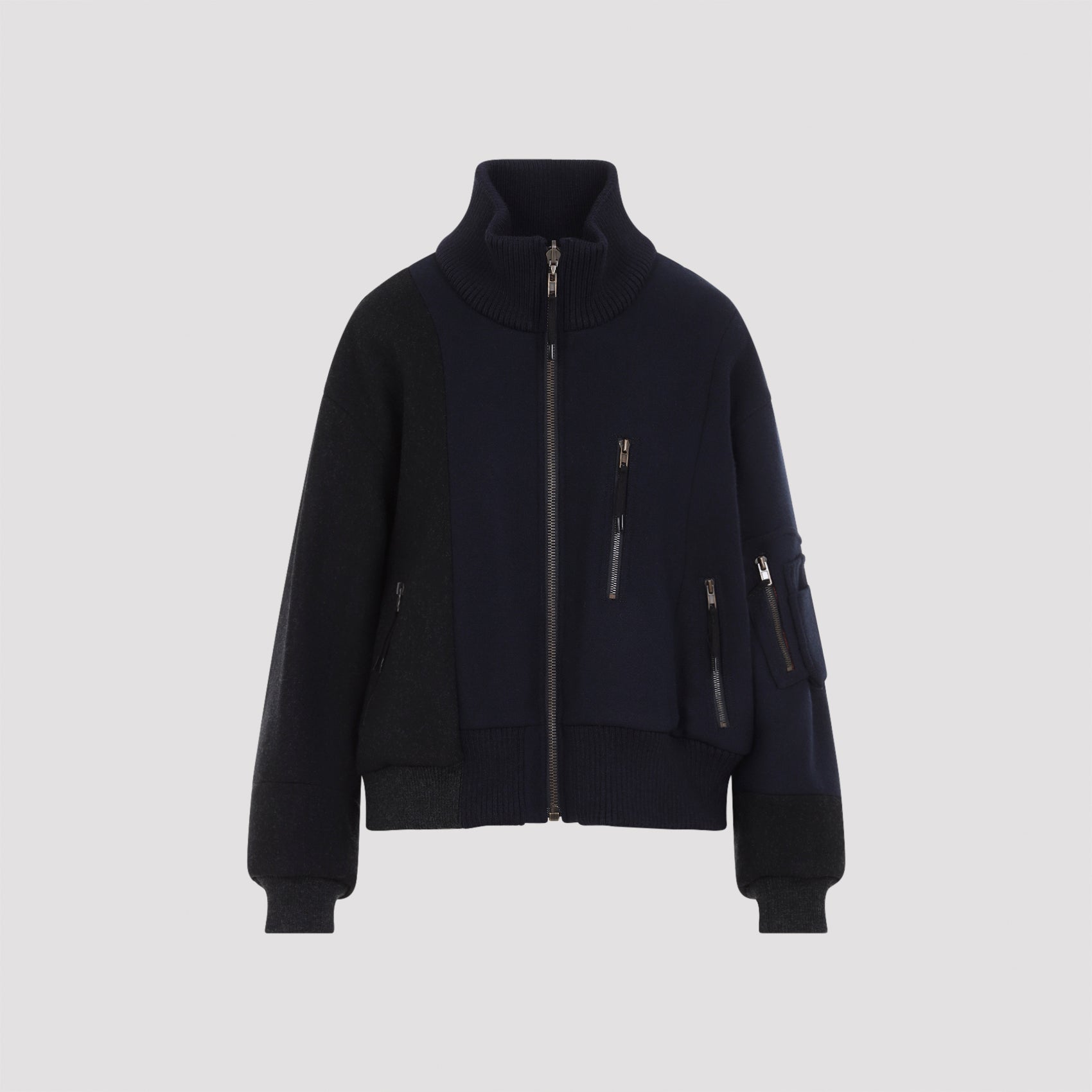 Spliced Wool Bomber Jacket
