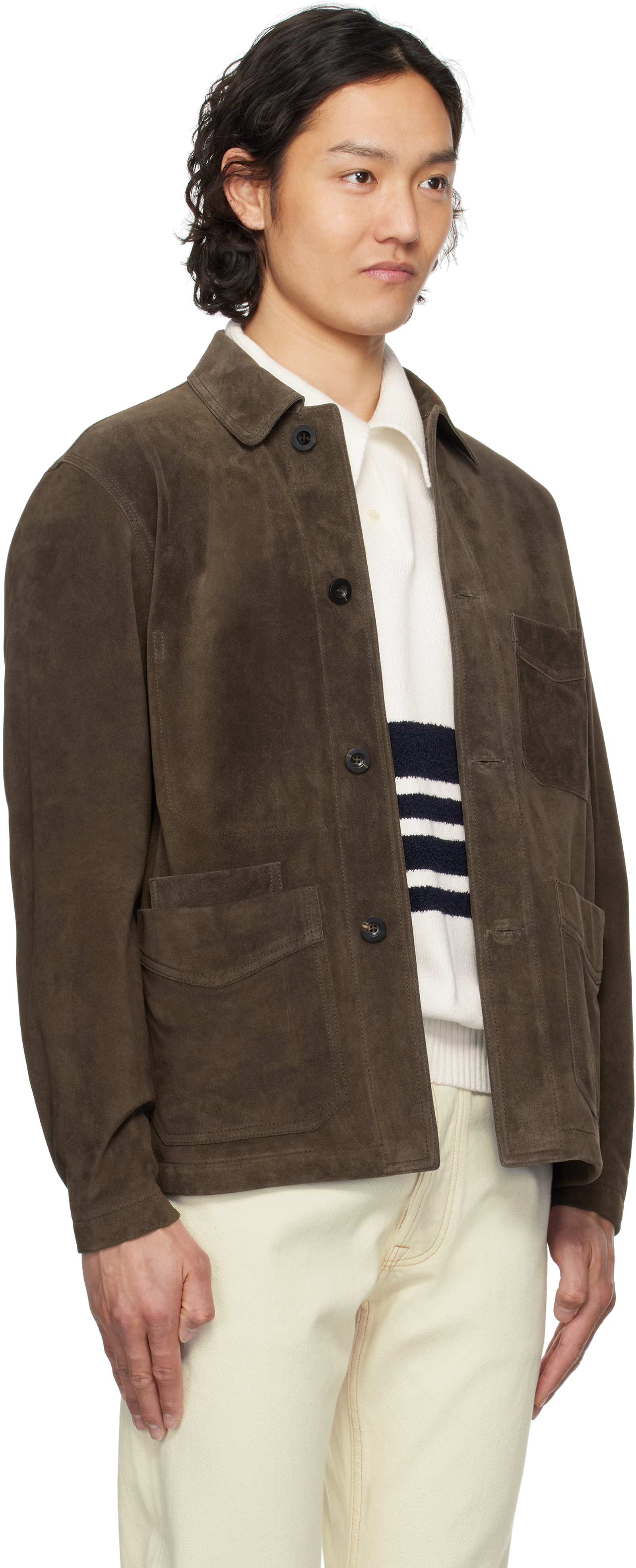 Drake's Brown Heavyweight Five-Pocket Suede Chore Jacket