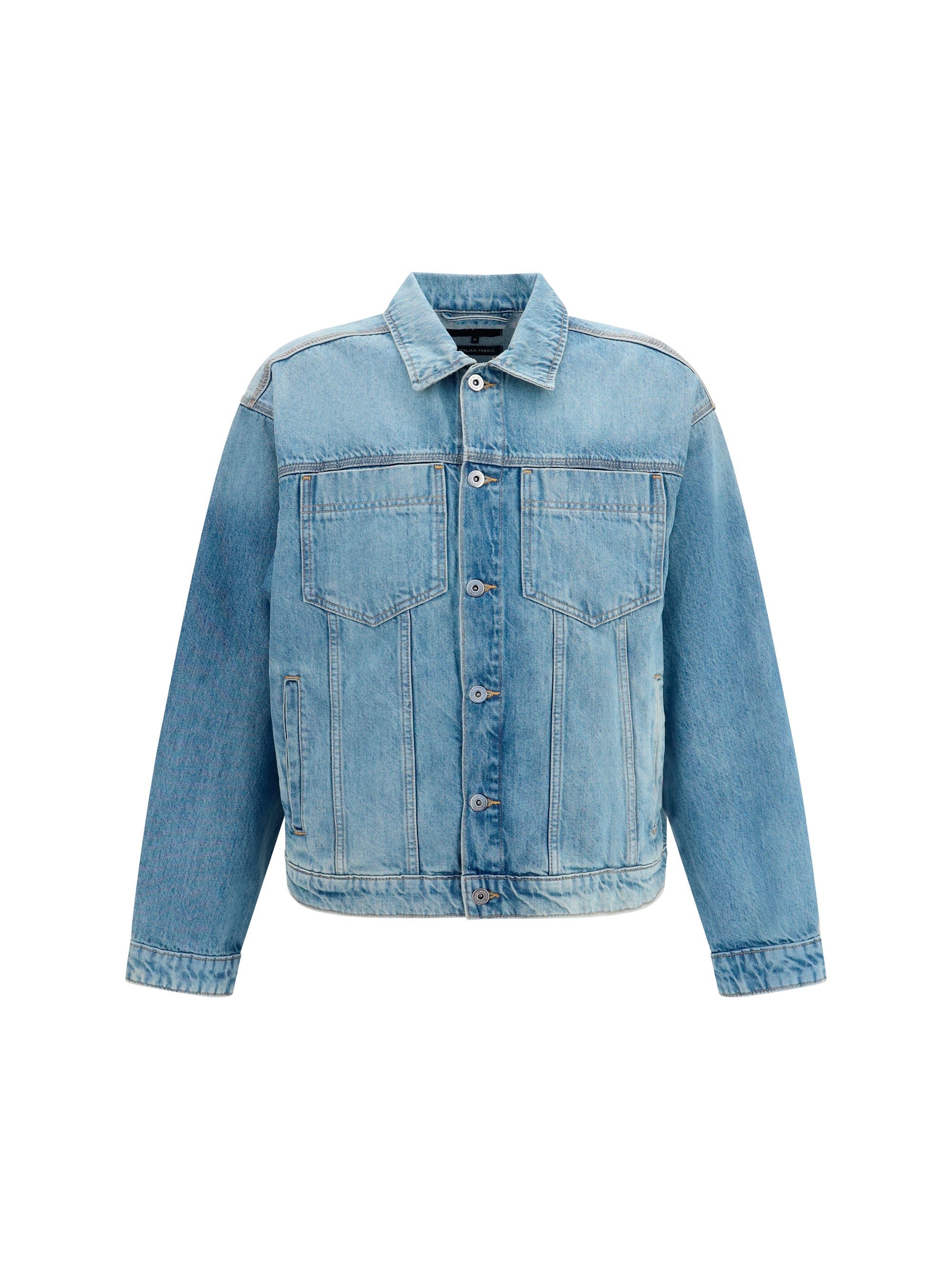 Medium-Wash Denim Jacket — Blue