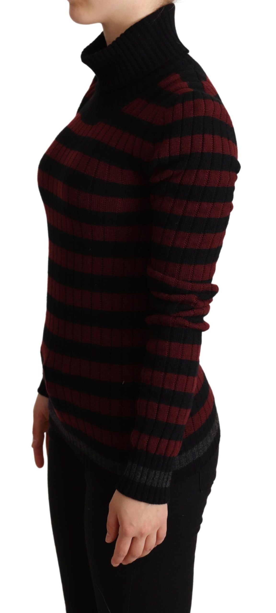 Wool-Cashmere Striped Sweater — Black