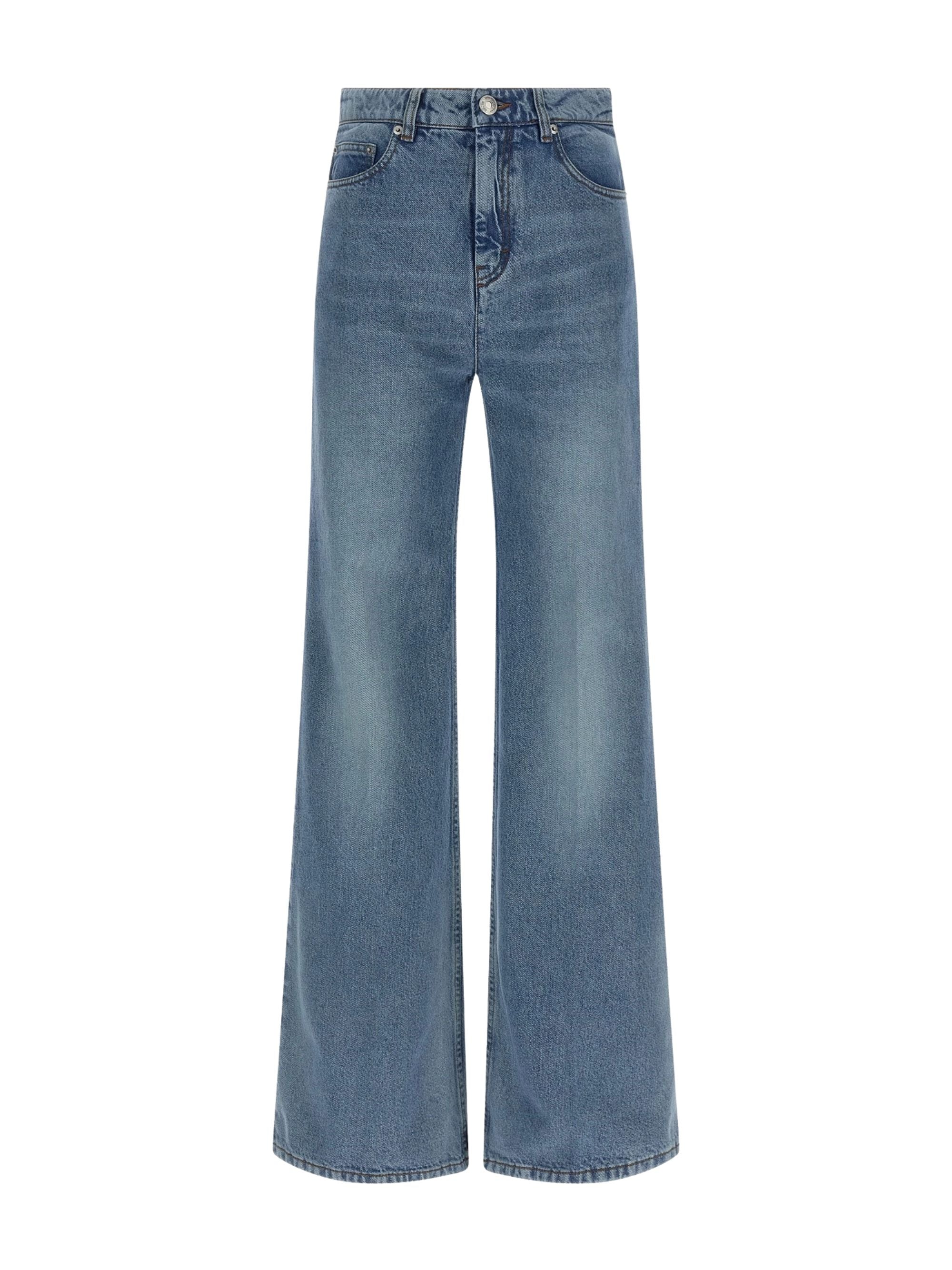 High Waist Denim Jeans with 5 Pockets and Zip Fastening