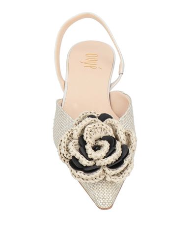 Ovyé Woman Ballet flats Beige Size 10 Leather, Textile fibers