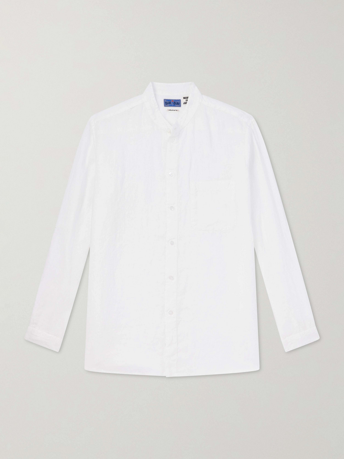 Grandad-Collar Linen Shirt