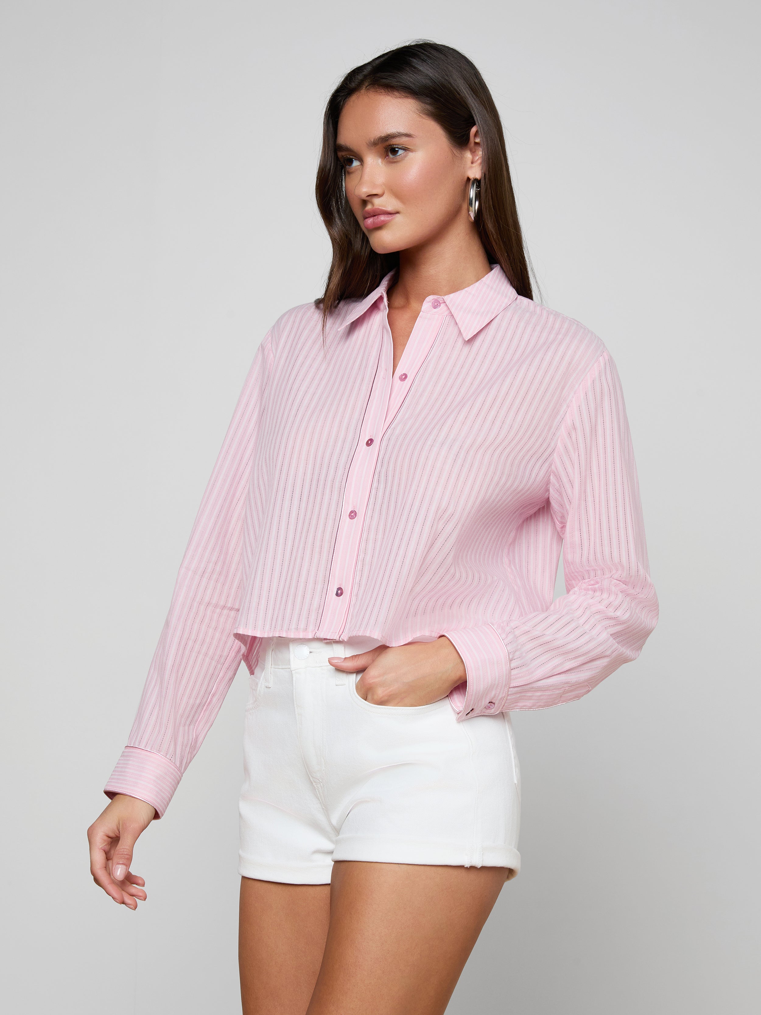 Cosette Shirt In Cameo Pink/ivory Stripe