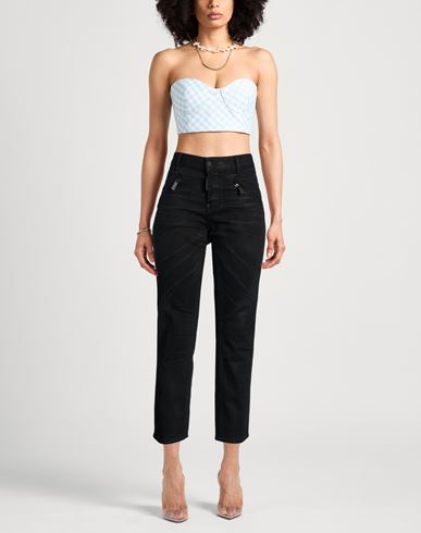 Woman Jeans Black Size 8 Cotton, Elastane