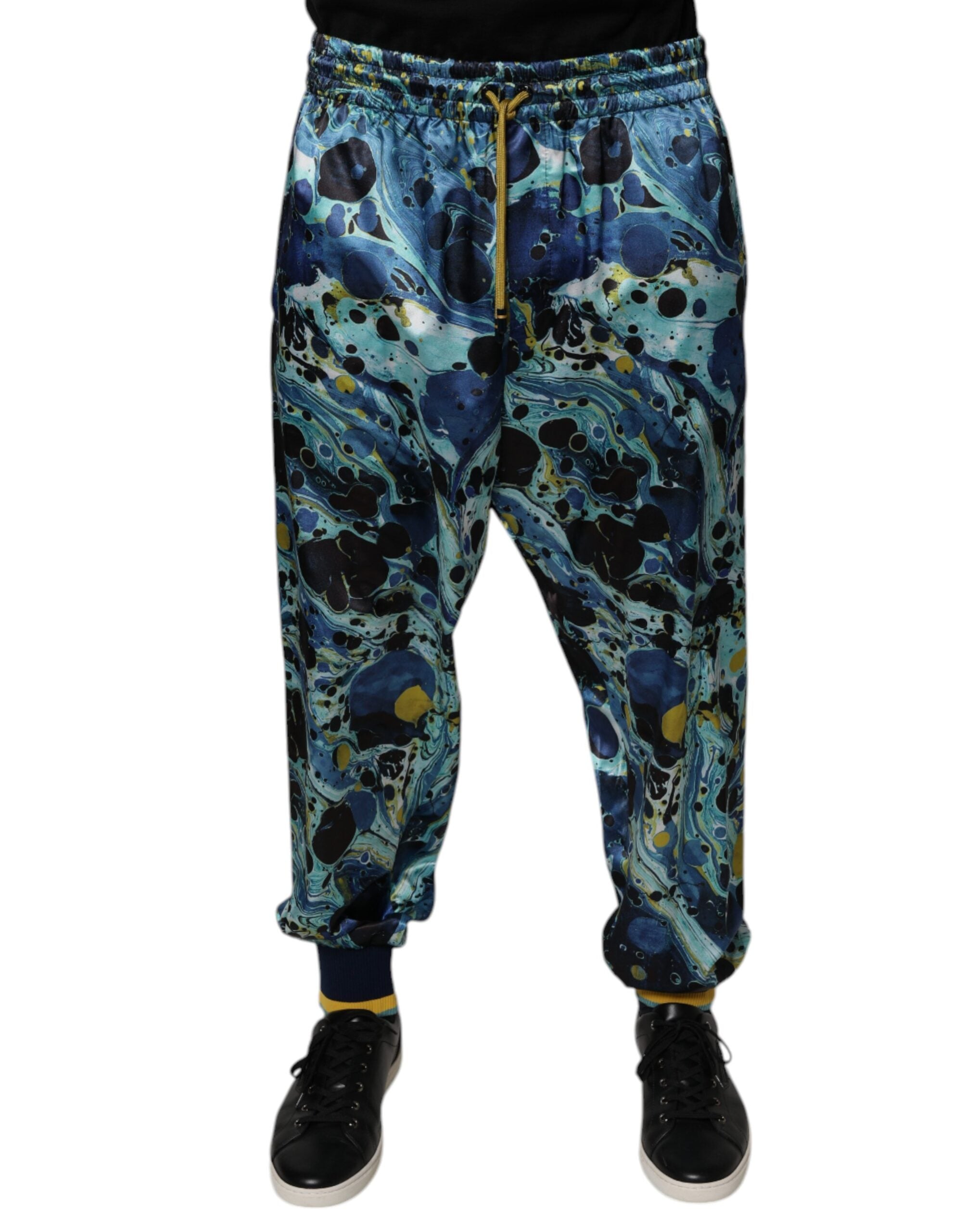 Marble Print Joggers — Navy