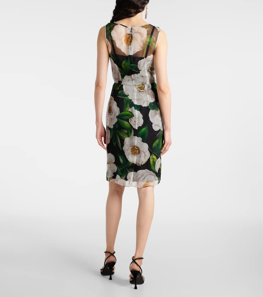 Floral silk chiffon midi dress