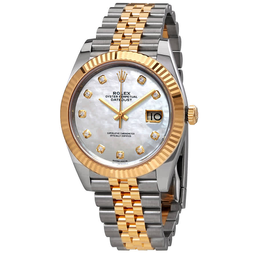 Datejust 41 White Mother of Pearl Dial Automatic Mens Steel and 18K Yellow Gold Jubilee Watch 126333MDJ