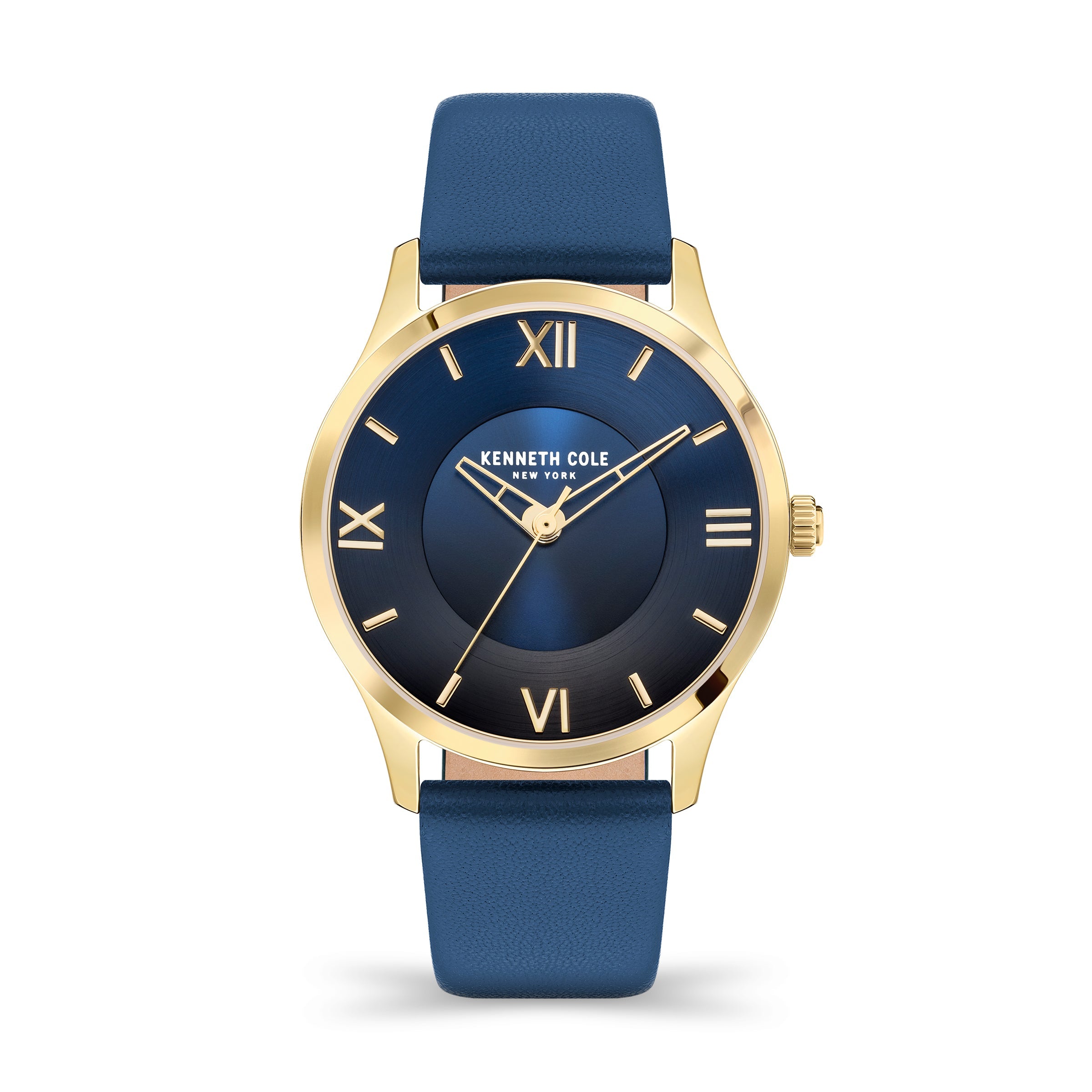 Gold-Plated Quartz Watch — Blue