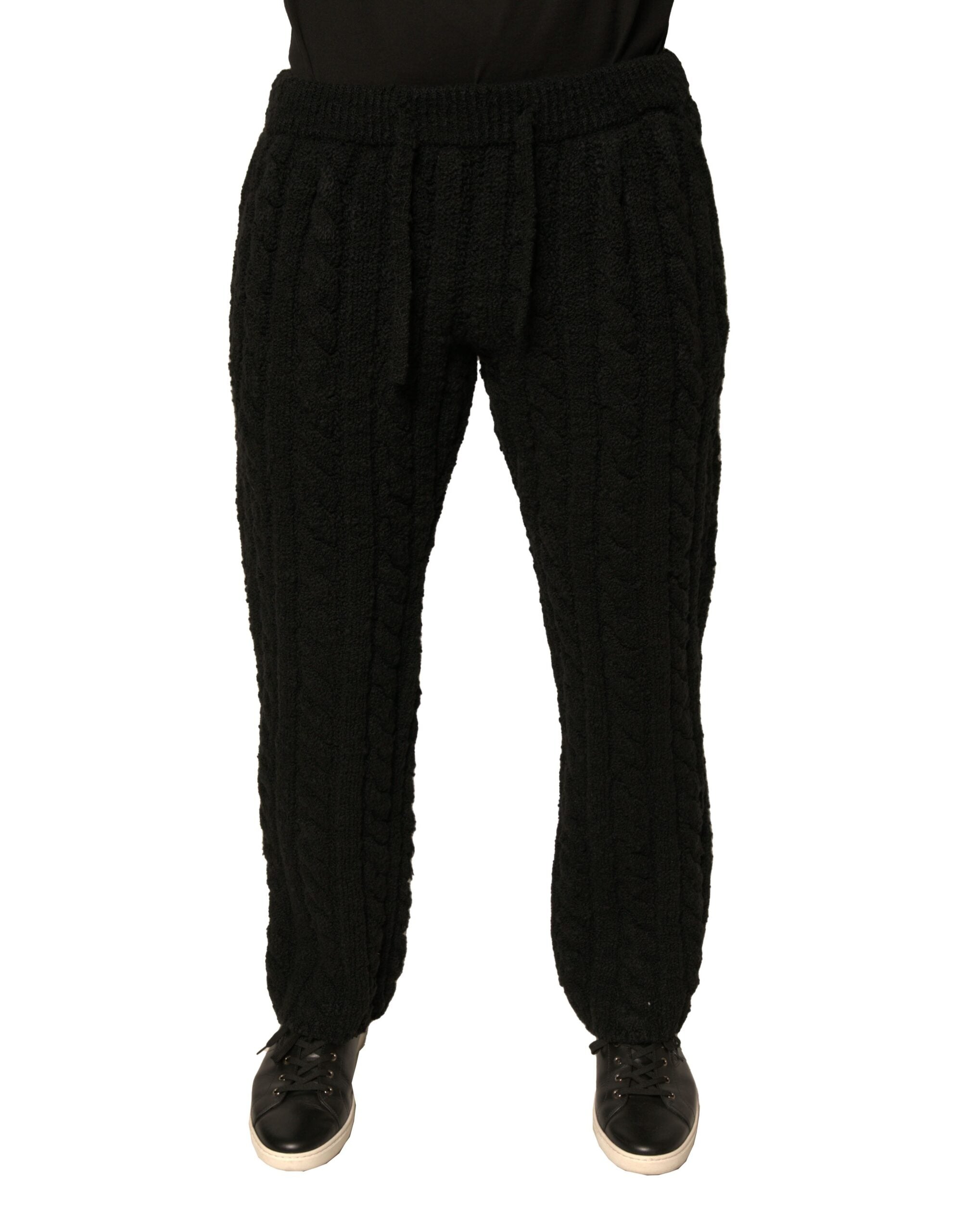 Virgin Wool and Cashmere Knit Trousers — Black
