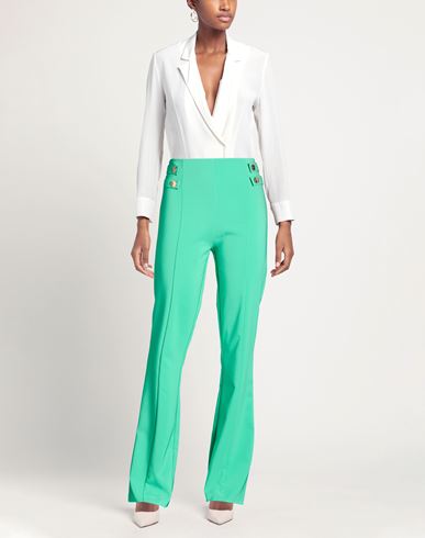 Woman Pants Green Size 4 Polyester, Elastane