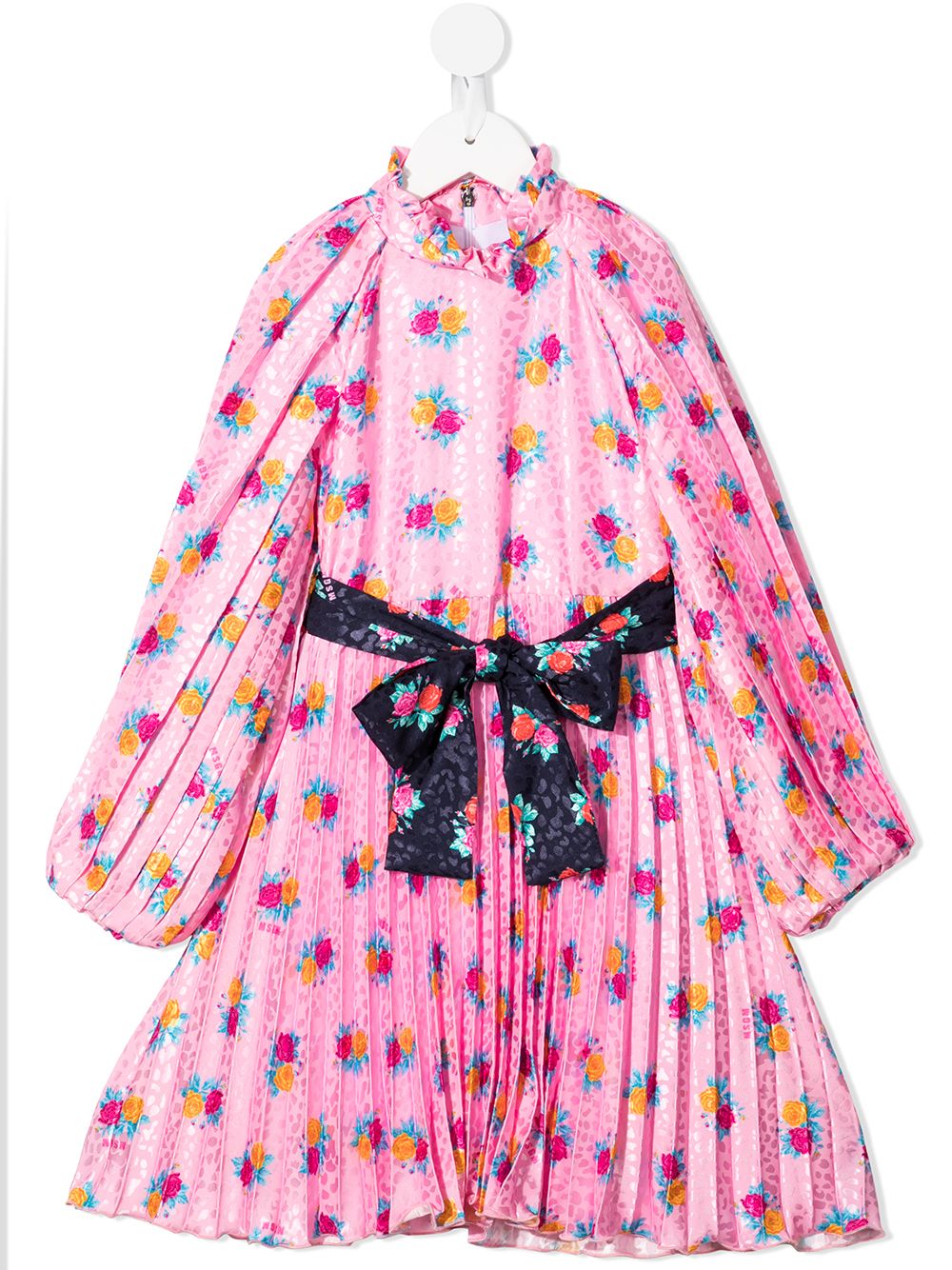 Floral-print pleated midi dress - Pink
