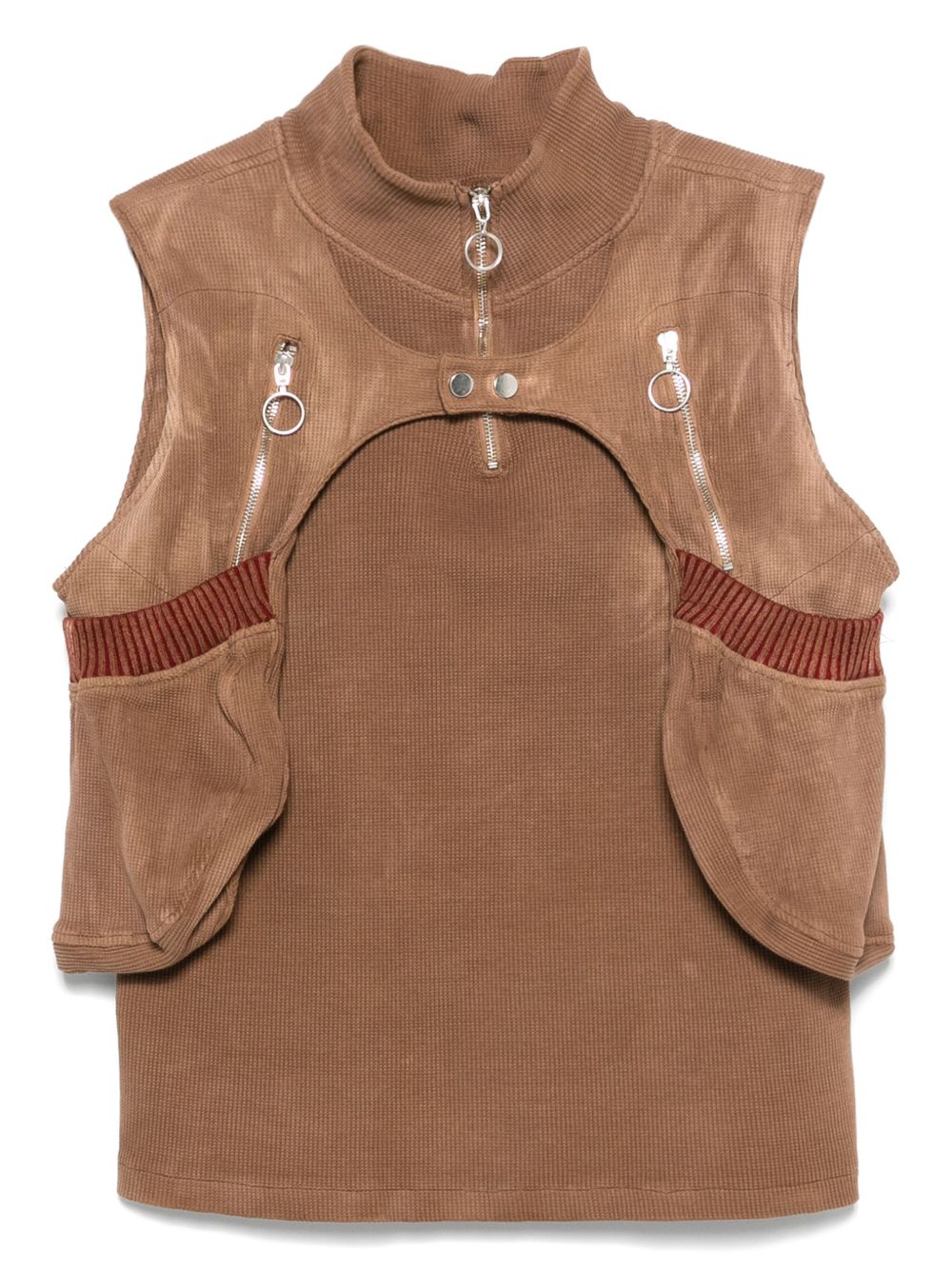 Charlie Constantinou waffle-jersey vest - Brown