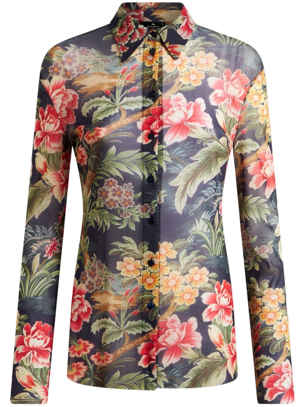 Printed tulle shirt - Black