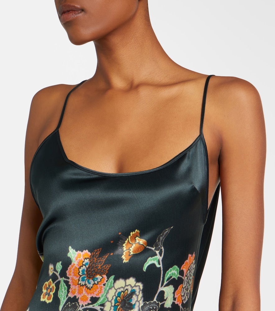 Floral silk satin gown