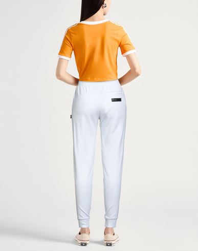 Woman Pants White Size M Cotton, Elastane