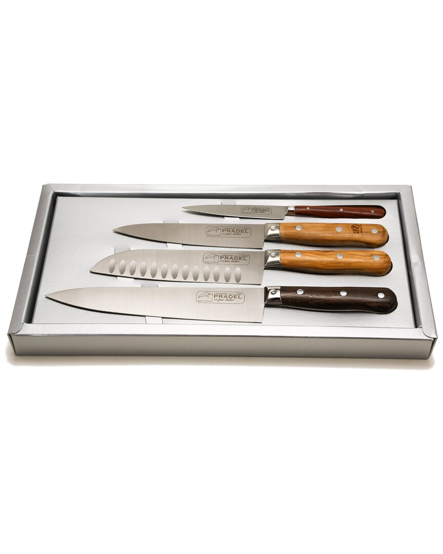Laguiole 4pc Mixed Wood Kitchen Knives