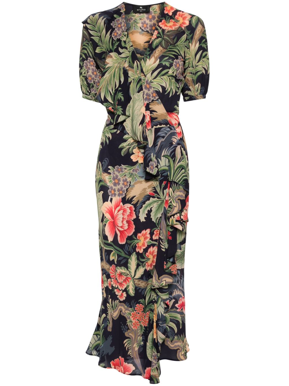 Floral-print midi dress - Blue