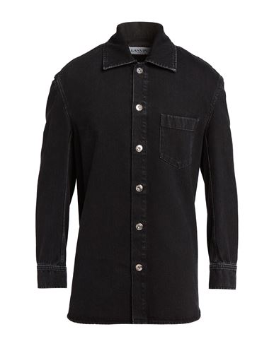 Man Denim outerwear Black Size S Cotton, Calfskin