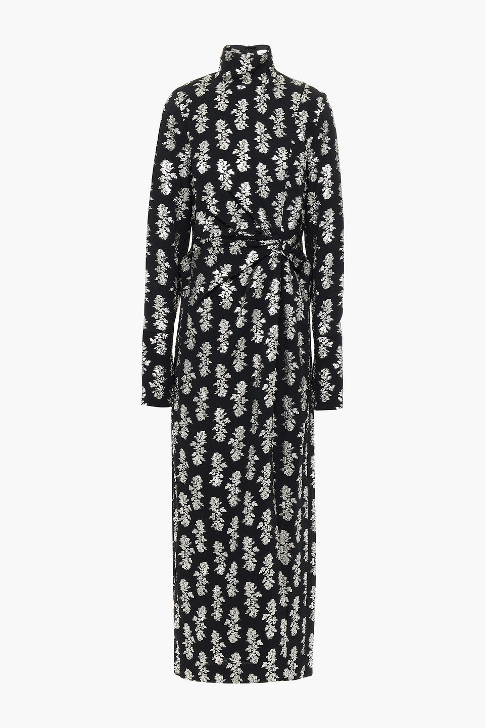 Twisted metallic fil coupé midi dress - Black - UK 6
