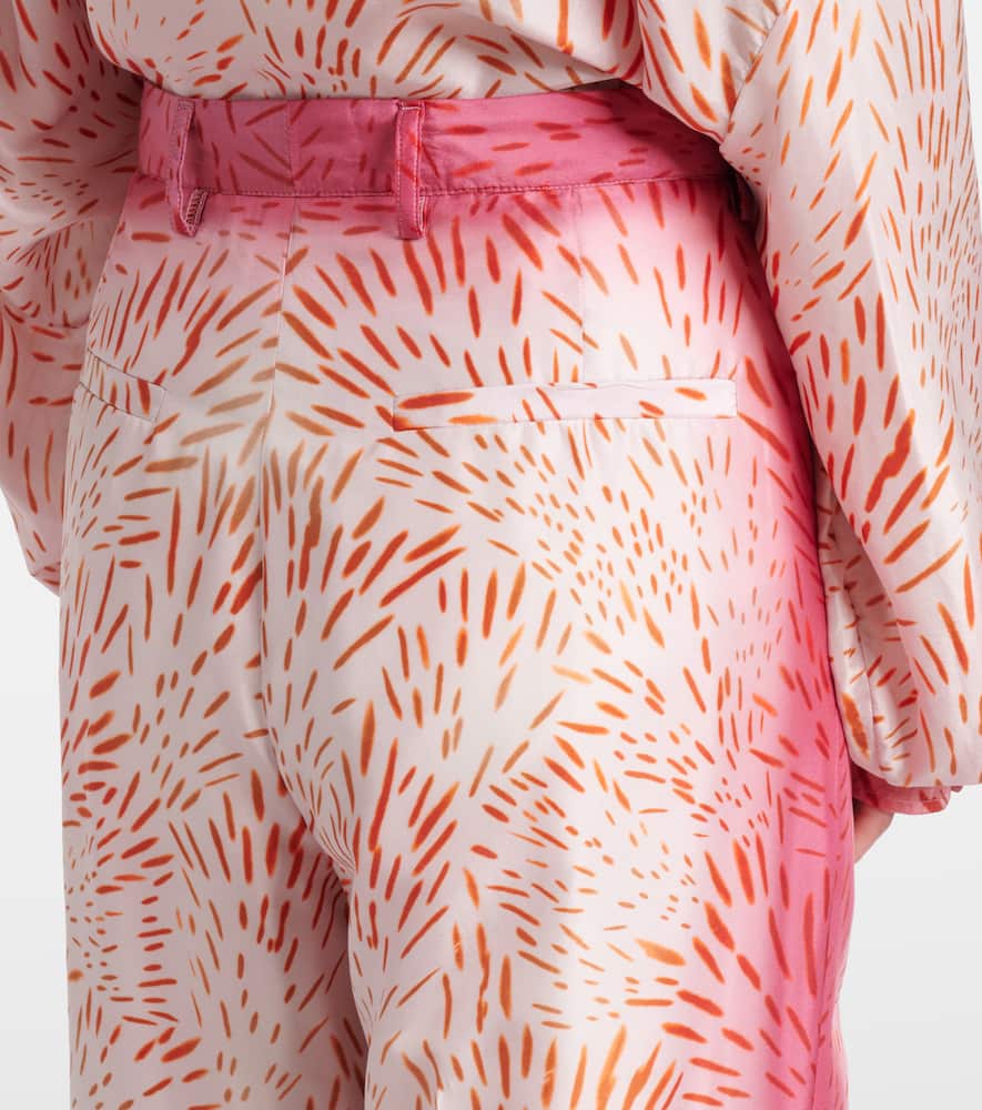Printed silk wide-leg pants