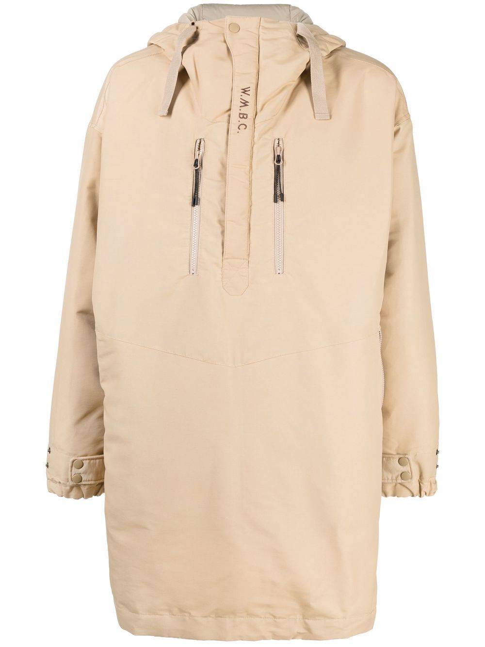 Half zip-up padded coat - Brown