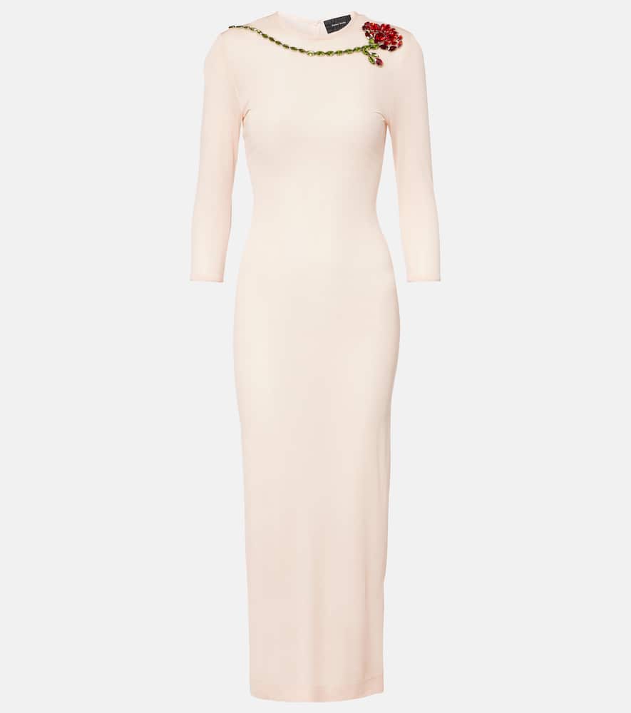 Embellished mesh midi dress