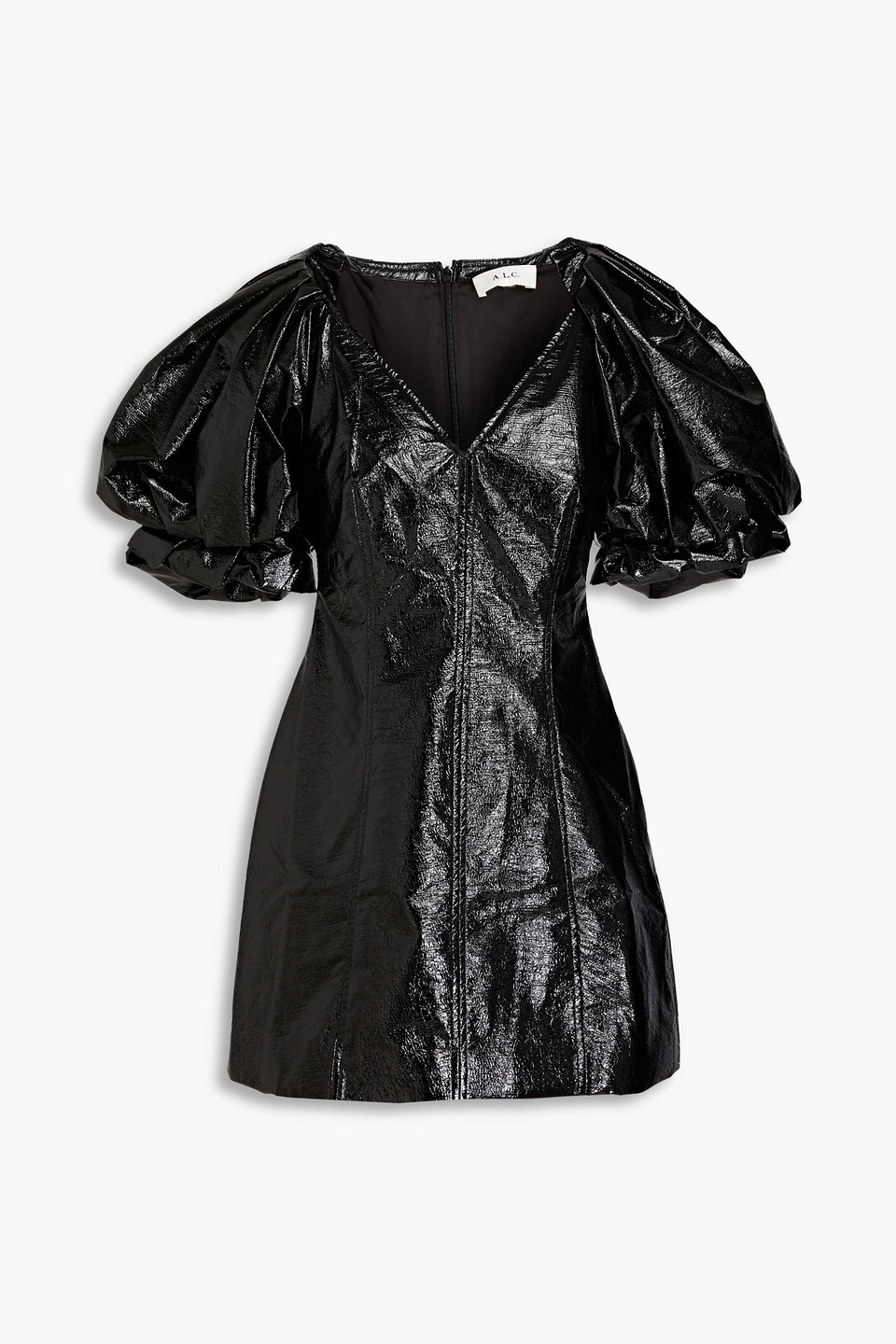 Park crinkled faux leather mini dress