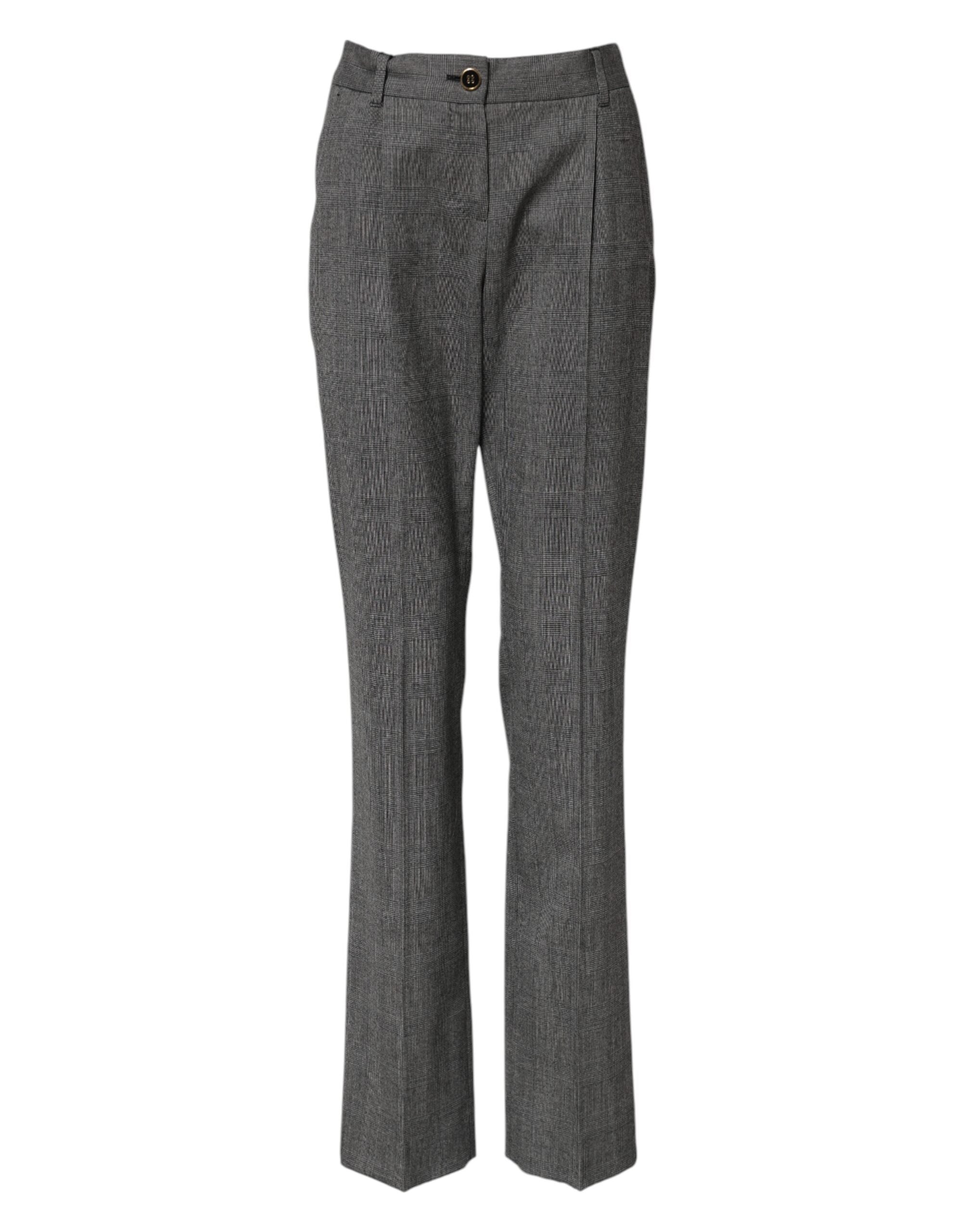 Checkered Virgin Wool Trousers — Gray