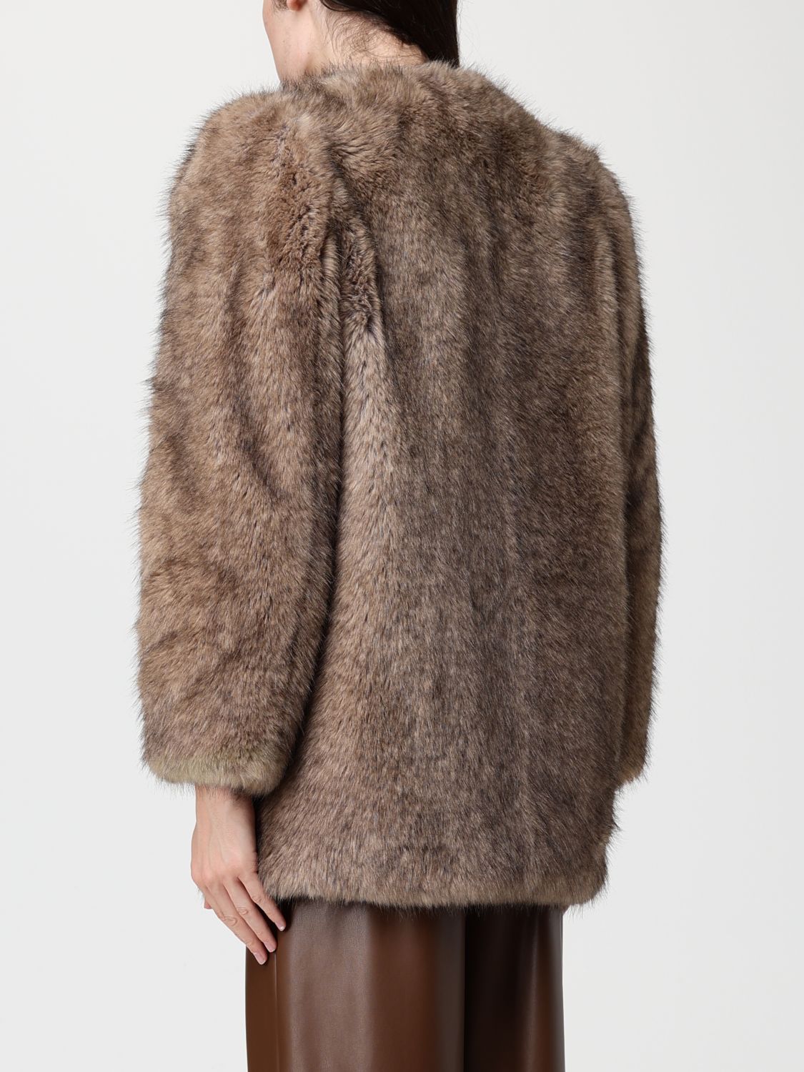 Fur Coat Woman color Beige