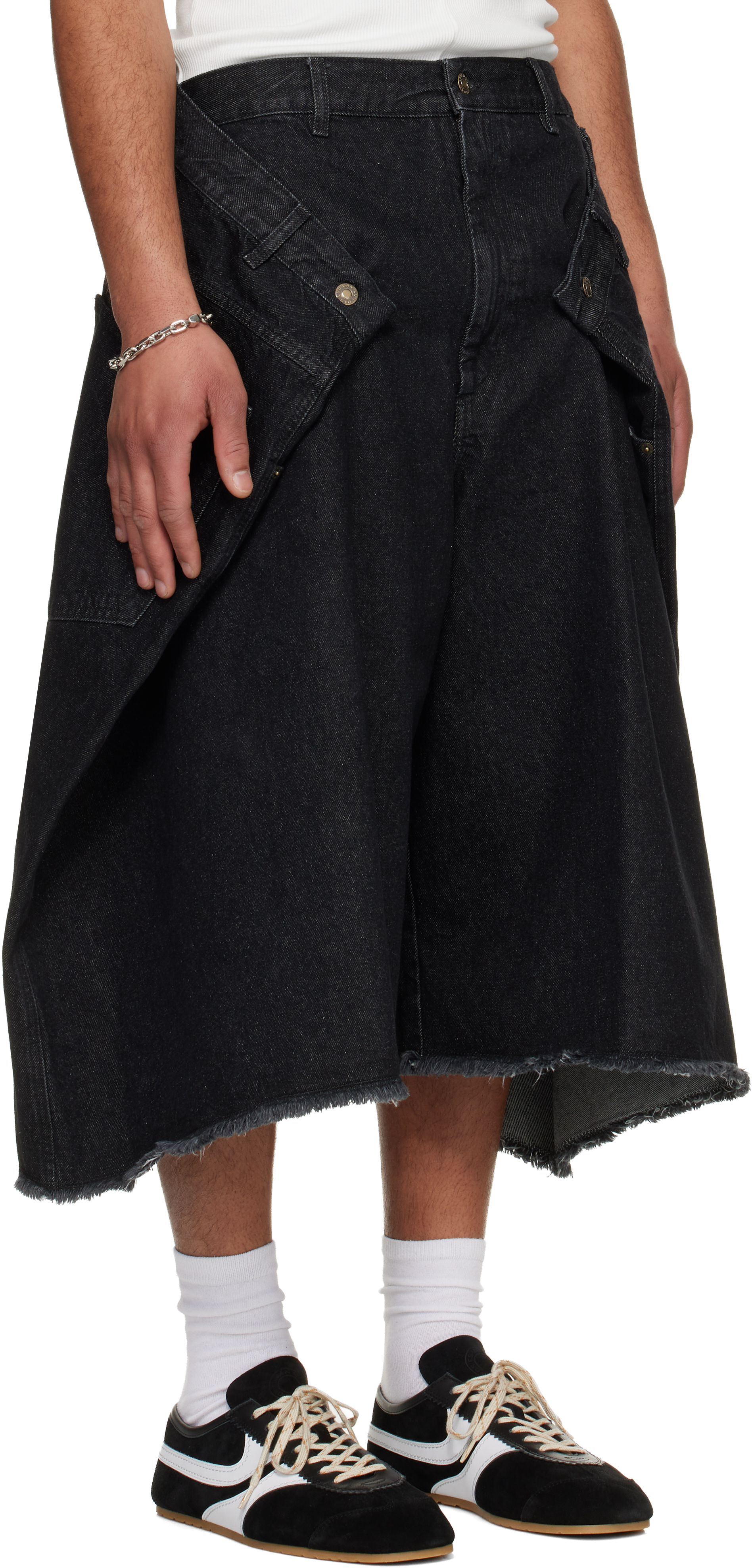 Black Denim Maxi Shorts