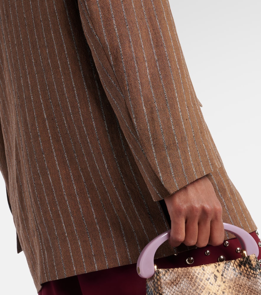 Striped linen-blend blazer