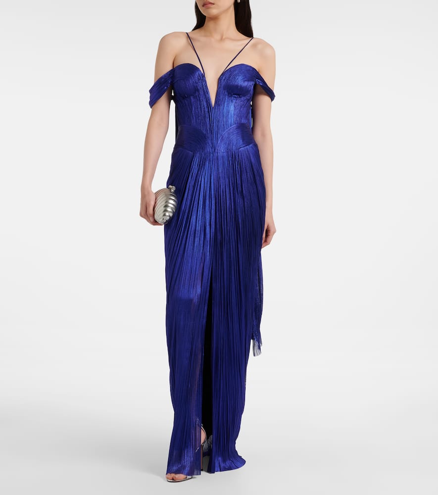 Camilla metallic silk tulle bustier gown