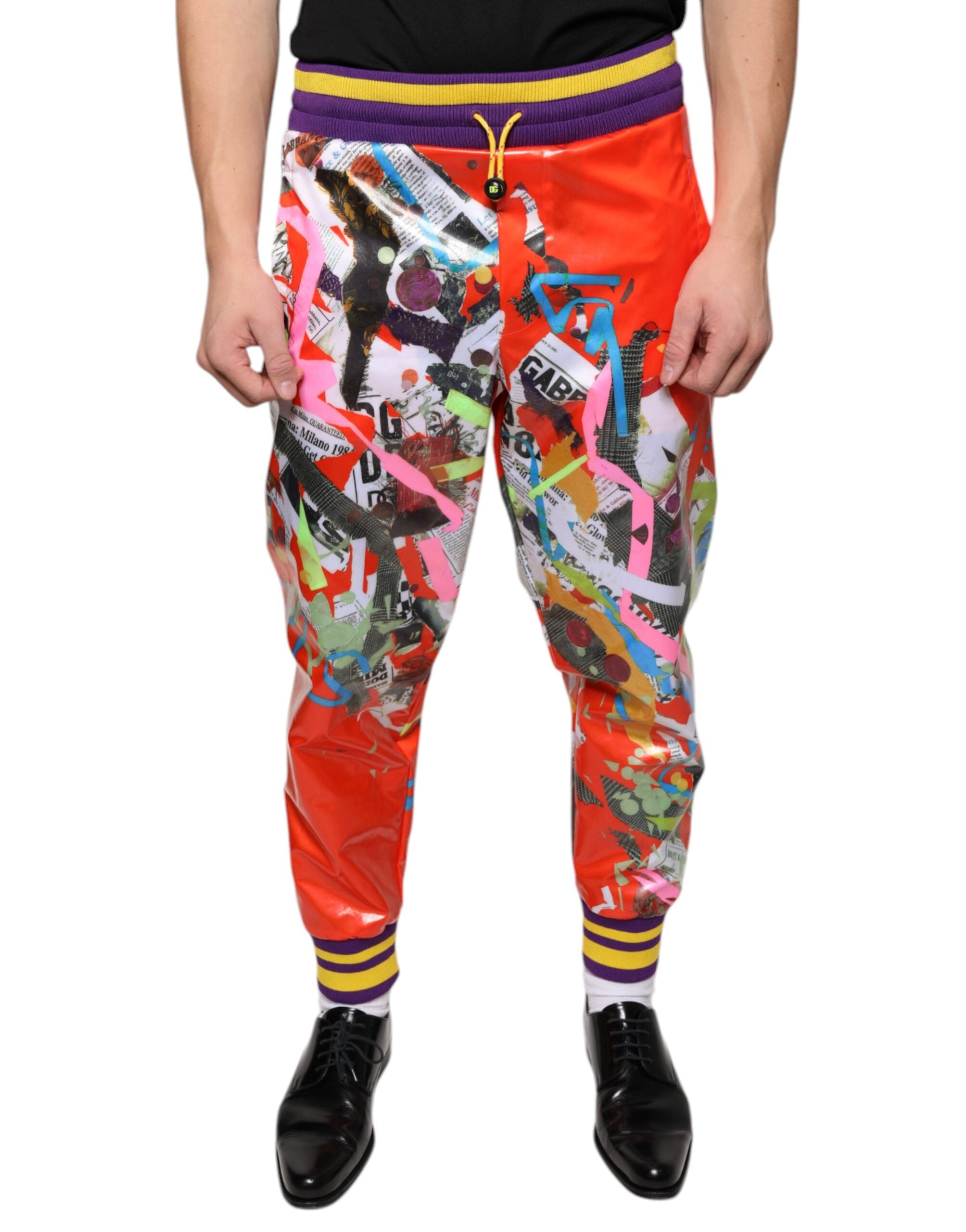 Printed Polyester Jogger — Red