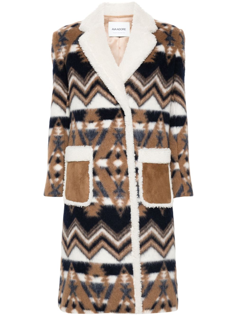 Aztec-pattern coat - Brown