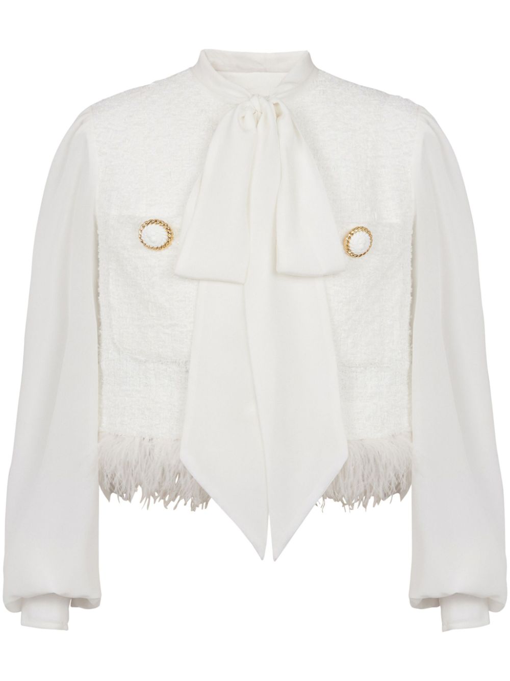 Panelled tweed jacket - White