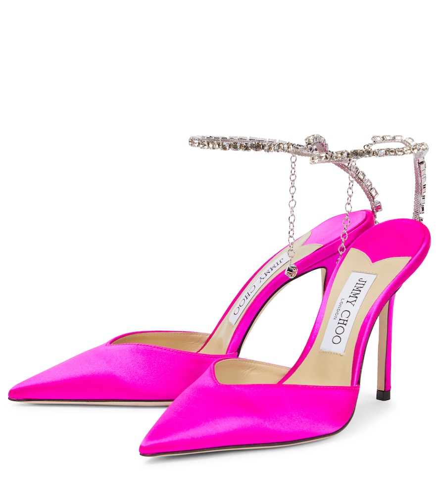 Jimmy Choo Saeda 100 embellished satin pumps