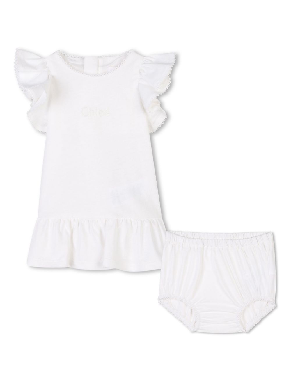 Organic cotton dress and bloomers set - White
