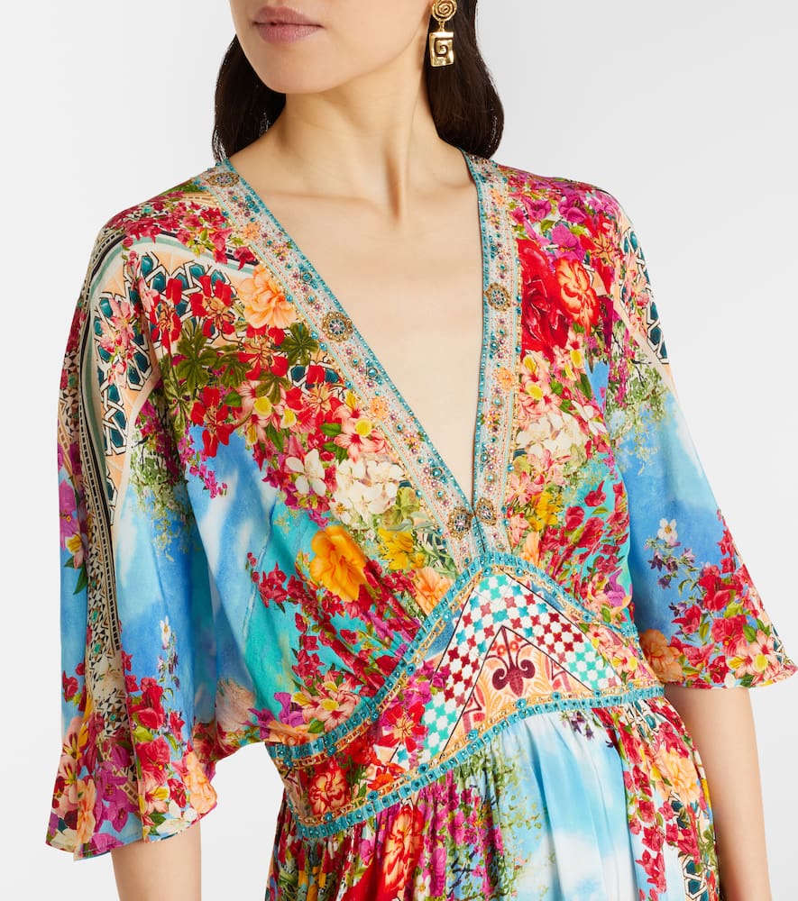 Embellished printed silk maxi dress