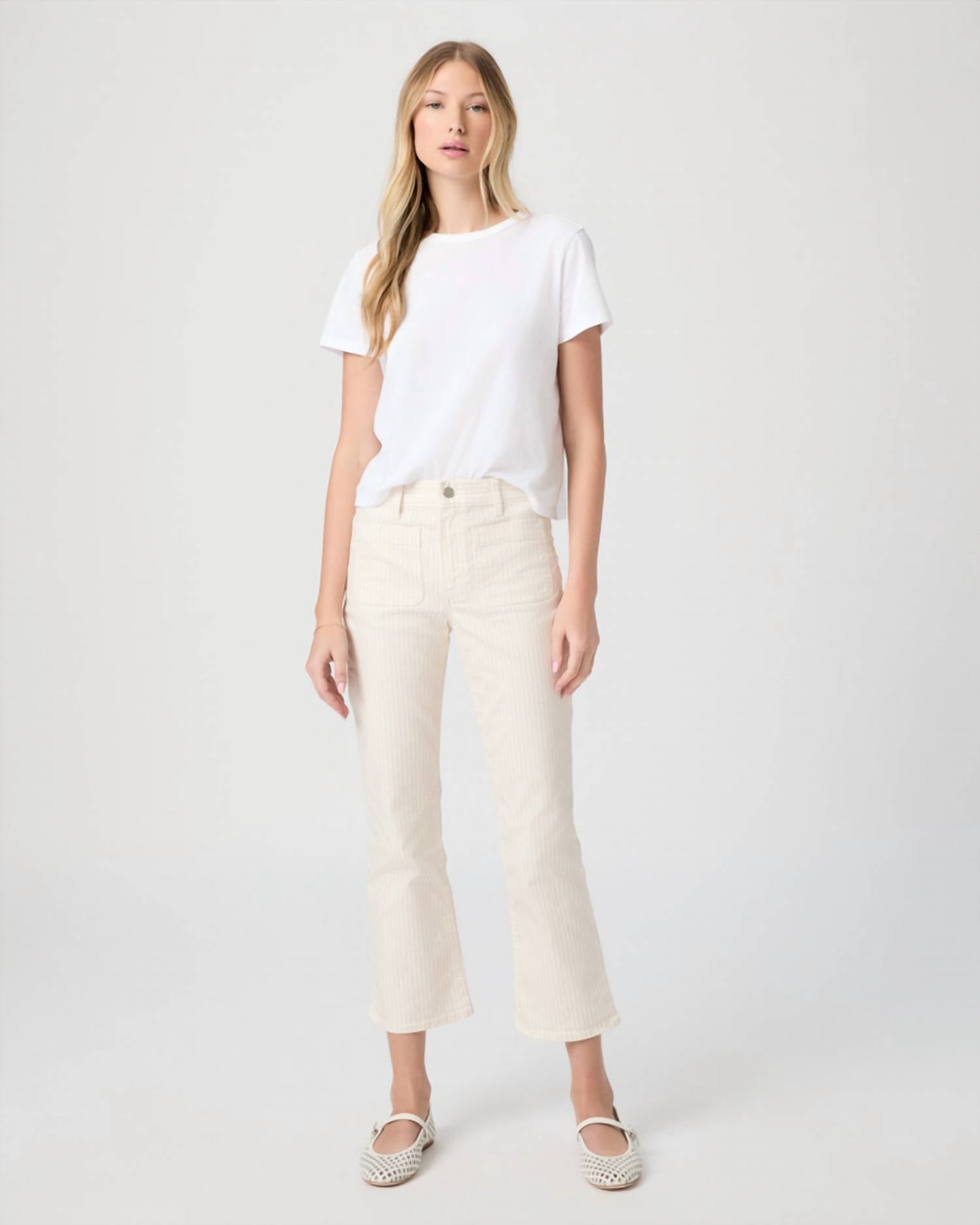 Mason Crop Boot Pants In Tonal Stripe