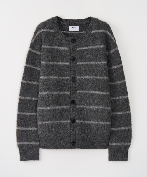 Brushed Stripe Round Cardigan