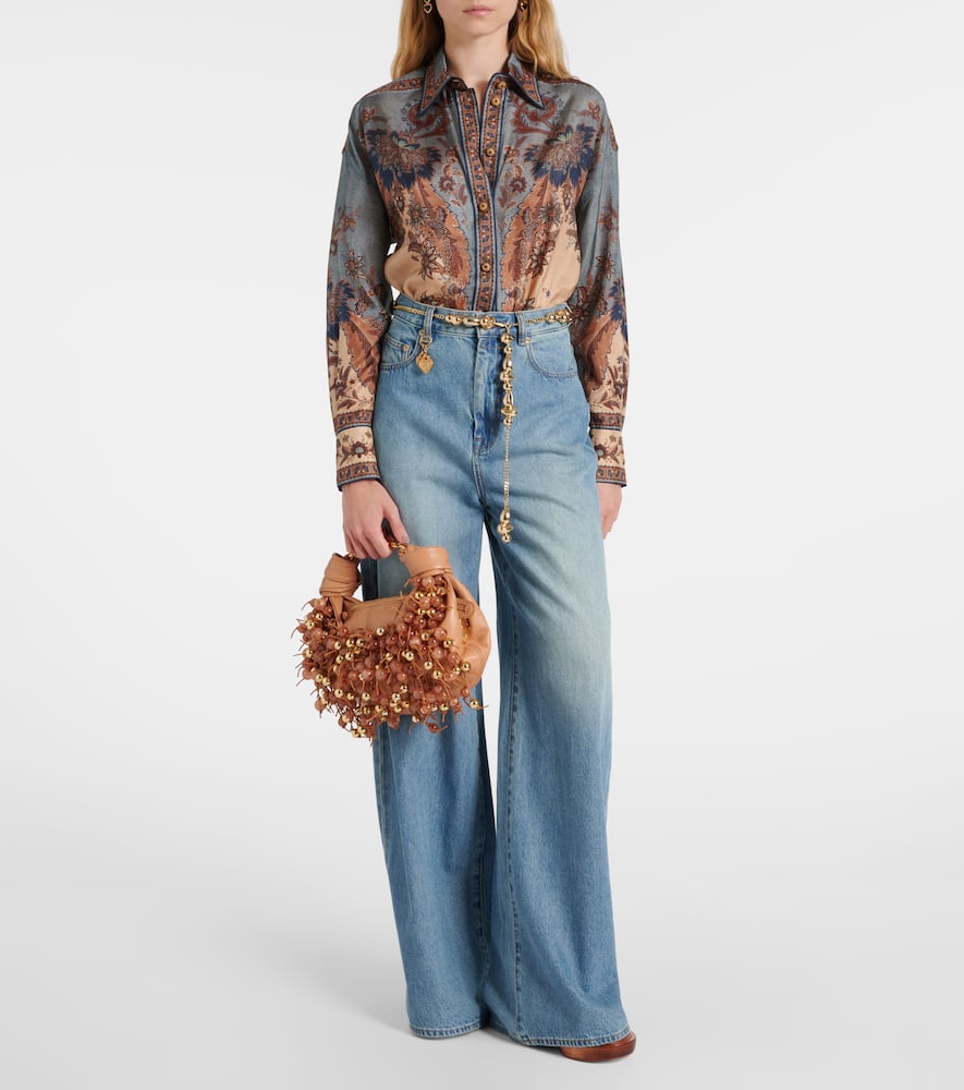 Foam beaded leather shoulder bag