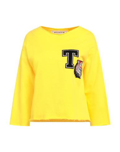 Woman Sweatshirt Yellow Size 8 Cotton