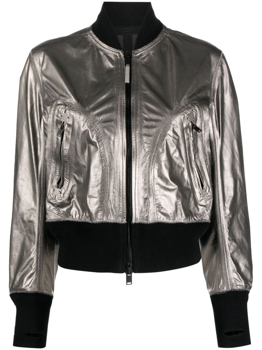 Metallic leather bomber jaclet - Silver