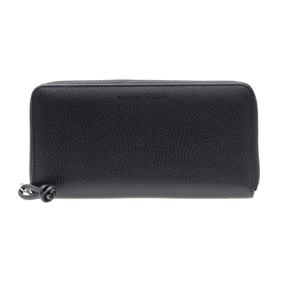 EMPORIO ARMANI Grained leather zip-around wallet Man One Size