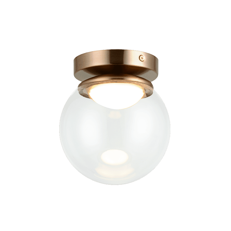 Aged Gold Brass One Light Flush Mount from the Boble Collection